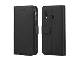 Capa De Couro Flip Horizontal Com Zíper De Microfibra Para Samsung Galaxy A20/a30