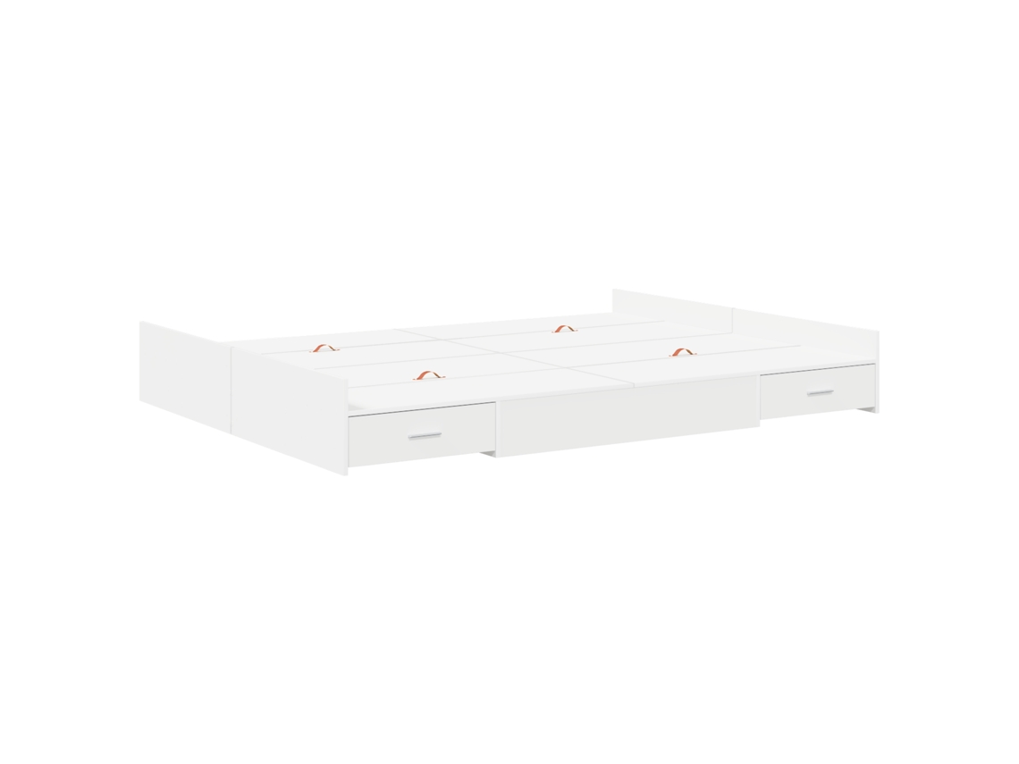 Conjunto 1 Estrutura De Cama Moderna Vidaxl Branco Madeira De Pinho Maciça (150 X 200 Cm)