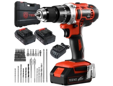 Furadeira Visseus 20v, 2 Baterias De 2,0ah, 45nm, 69 Acessórios Teeno