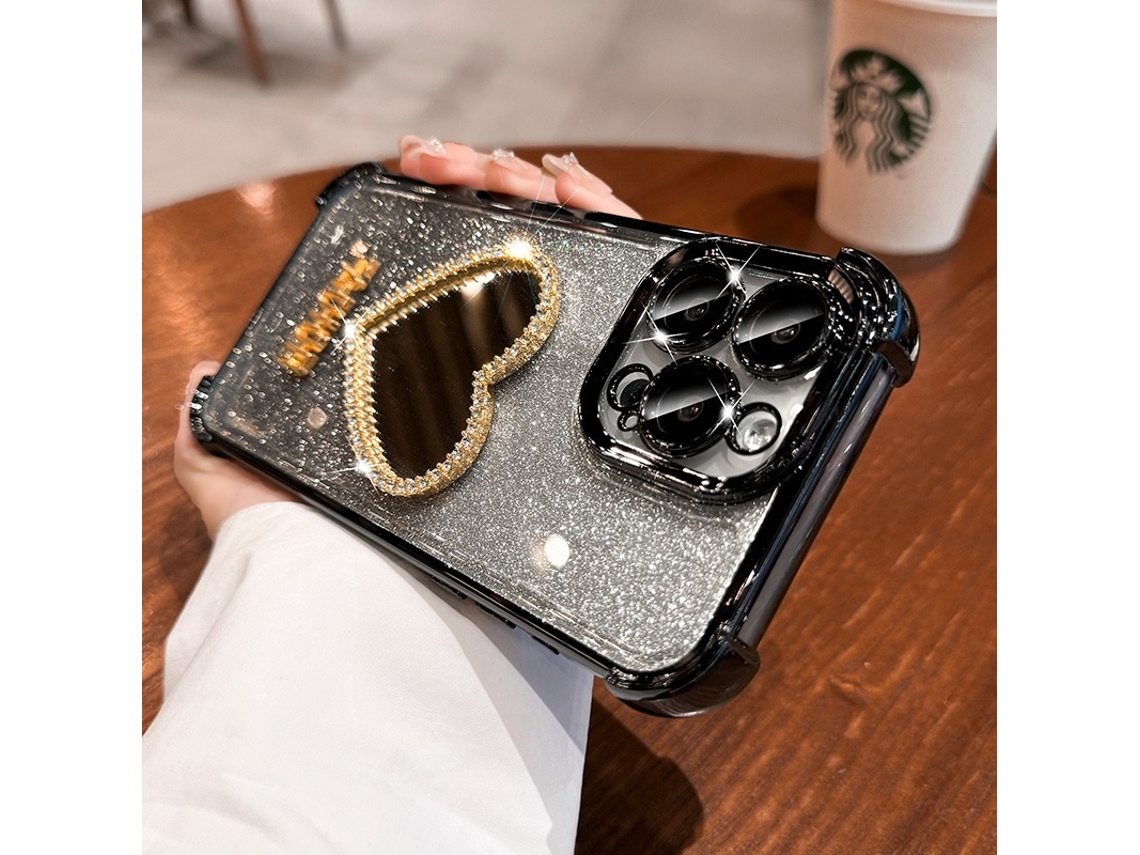 Capa Para Iphone 17 Pro Max, Preta Degradê Resistente A Quedas Com Cantos Reforçados E Acabamento Espelhado Luxuoso.