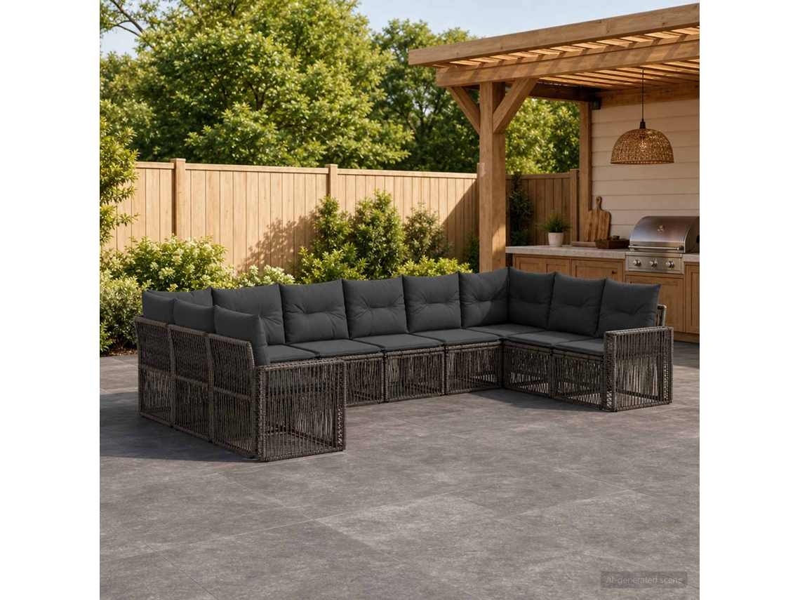 Vidaxl Conjunto De Sofá De Jardim 10 Unid. Cinza E Cinza Escuro