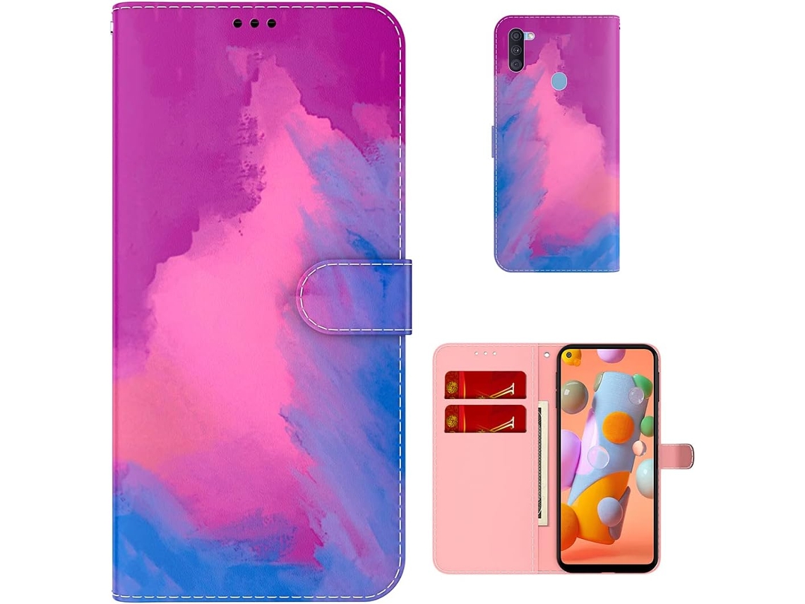 Capa Aquarela Função para Samsung HONGWE. Magnética Roxo