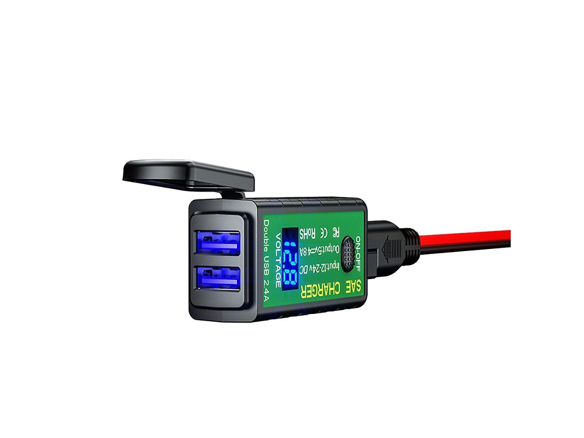 Motocicleta Sae para Adaptador de Guiador Usb Duplo com Saída Usb Dupla de 5V 2.4A 2.4A ALLINLESS