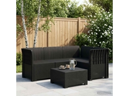 Vidaxl Sofá De Jardim Para 4 Pessoas Visual Rattan Pp Antracite