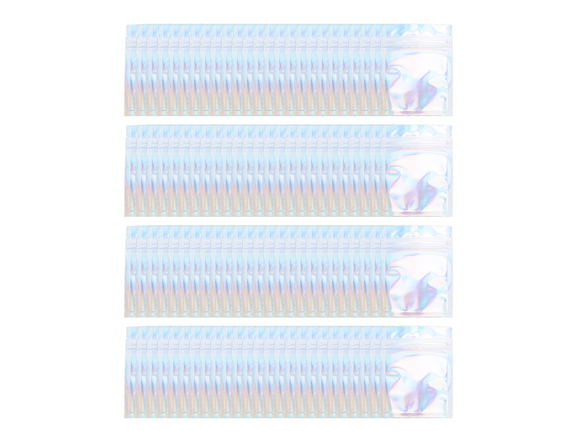 100 Sacolas De Embalagem Resealable Iridescent Holográficas 7x10cm Com Efeito Holofórico, Reutilizáveis E À Prova D'água