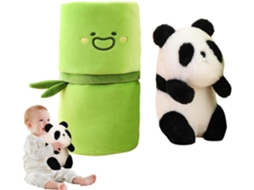 Panda Dentro Em Pelúcia Em Bambou, Pelúcia De Panda Com Couvercle Em Bambou Kid Toy Cartoon C Gokoco
