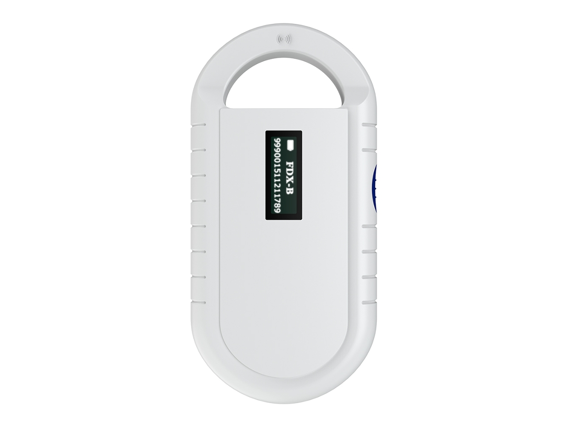 Leitor de microchip portátil para animais, scanner RFID, manual