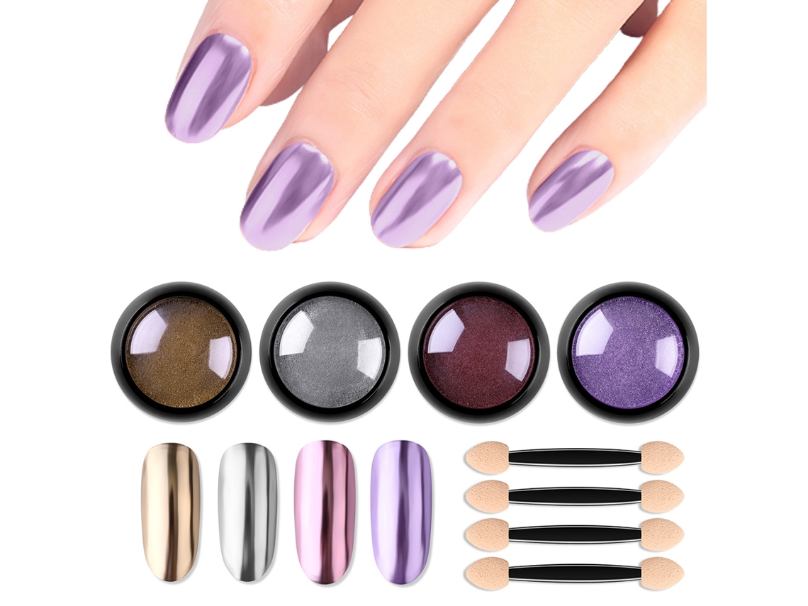 Pó Para Unhas Espelho De Metal Farinha Pigmento Holográfico Decoração Para Unhas Em Pó Conjunto 4 Caixas -Set3 ZMDECQNA