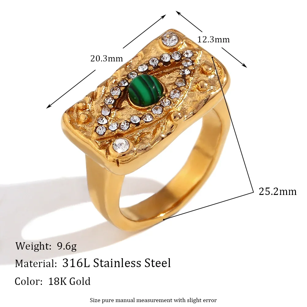 (anel) Pulseira Com Diamantes Em Formato De Olho De Malaquita, Conjunto De Joias Com Anel Banhado A Ouro