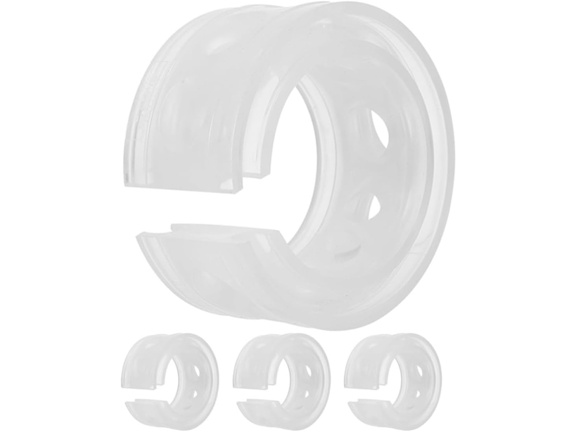 Conjunto de 4 amortecedores automotivos com pinos transparentes.