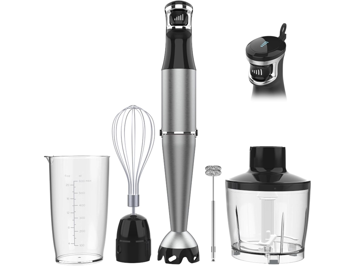 Liquidificador De Imersão Portátil Com Fio, 1100w, Gatilho Com Velocidade Variável, 5 Em 1: Emulsificador, Picador E Espumador Para Sopas, Papinhas E