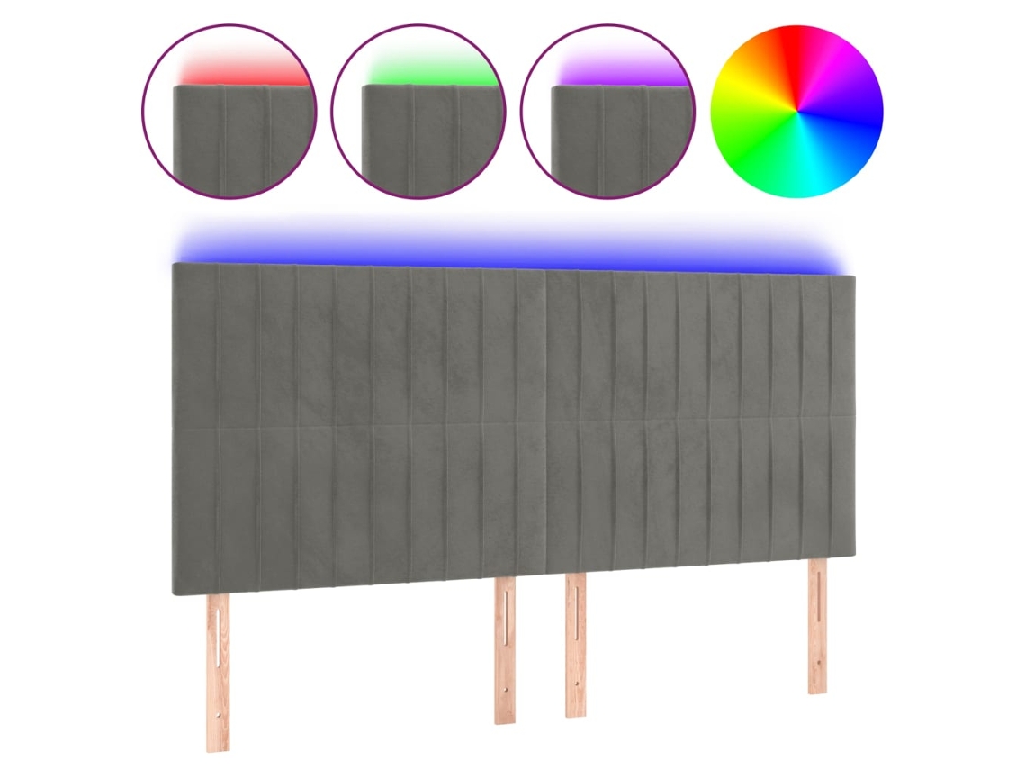 Cabeceira com luzes LED Veludo Cinza Claro MAISON EXCLUSIVE (180x5x118 cm)