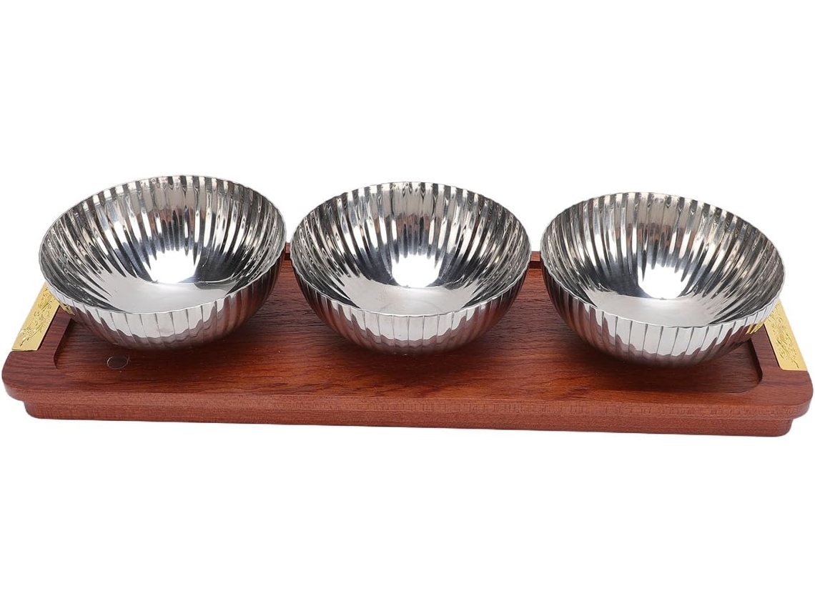 Tigelas De Aço Inoxidável Para Servir Aperitivos Com Bandeja