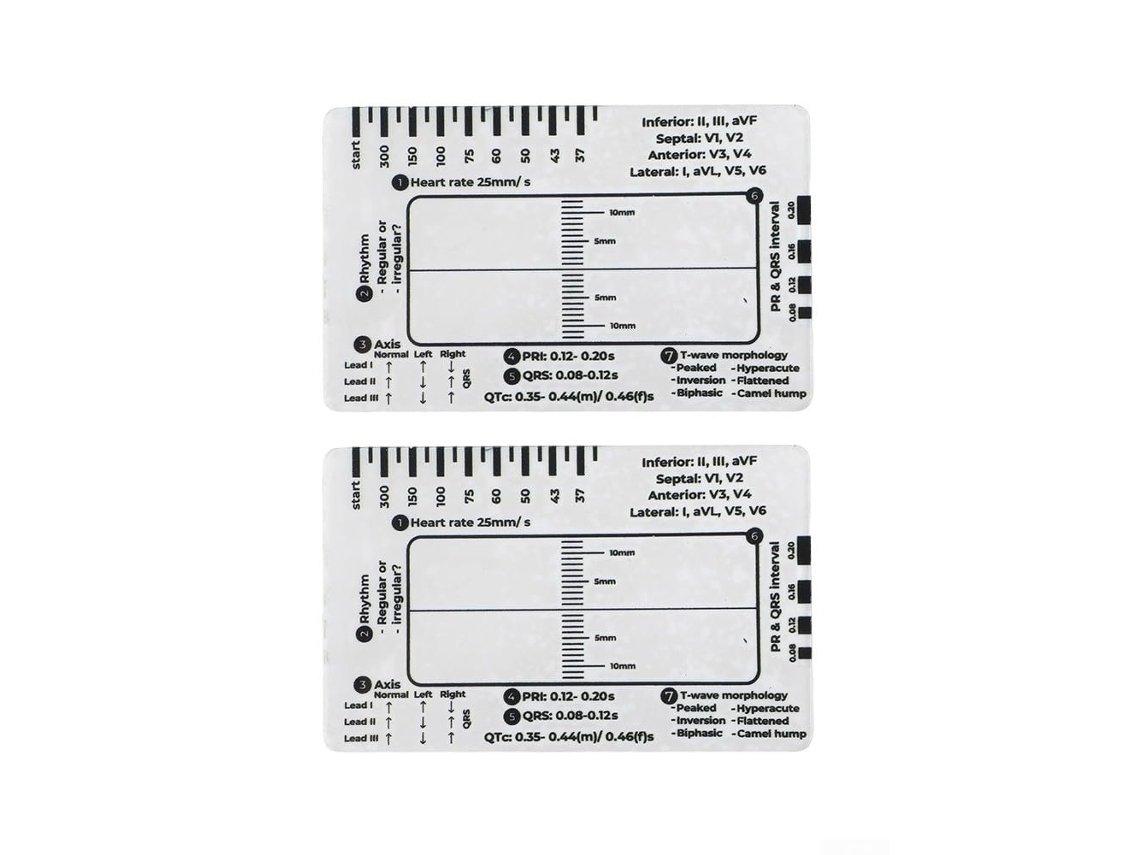 Régua De Avaliação Ecg 7 Etapas, Feita De Plástico Transparente, Para Medições Confiáveis Das Características Ondas Pr