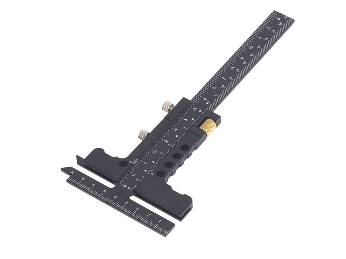 Régua T de Marcenaria YURU Liga de Alumínio com Medição 0 100mm e 0 210mm | S/MARCA