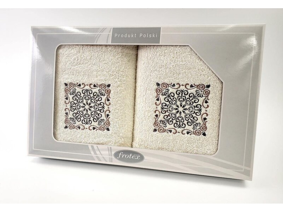 Conjunto De Toalhas De Presente Greno 2 Peças. Creme De Presente