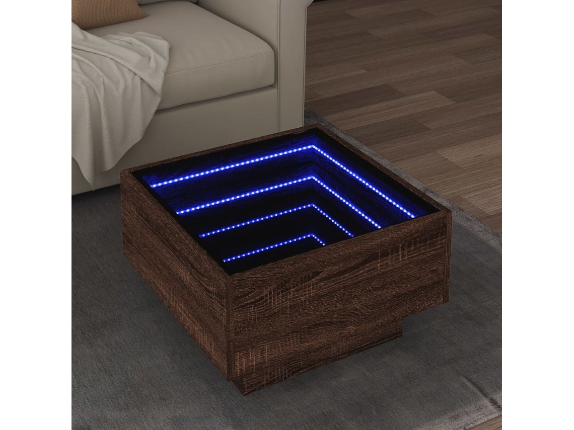 Vidaxl Mesa De Centro C/ Leds 50x50x30 Cm Derivados De Madeira