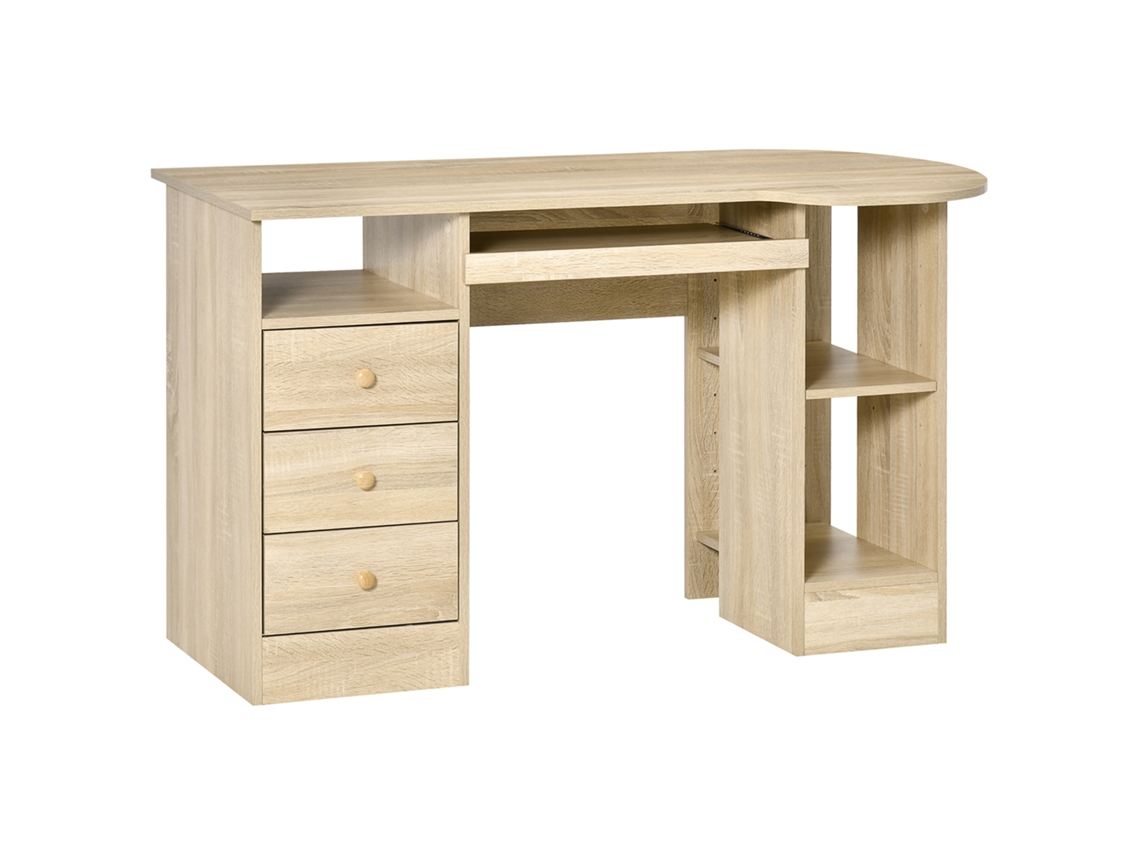 Escritório Pc Desk 125x60x74cm (com Prateleiras, Gavetas, Madeira)