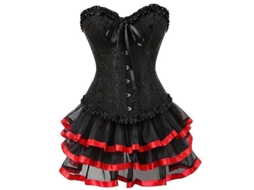 Corset Feminino de Poliéster e Spandex com Padrão Estampado e Bordado, Ossos de Plástico, Estilo Cotidiano Vermelho