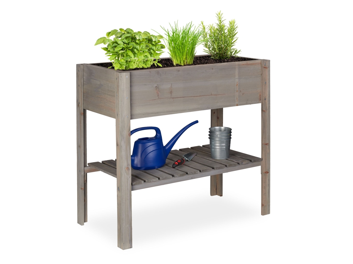 Conjunto De Jardinagem Para Varanda Com Suporte De Bambu, Canteiro Elevado E Estufa, 3 Peças