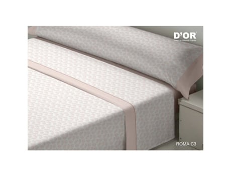 Conjunto De Lençol Dor Roma Algodão Rosa (150x200)