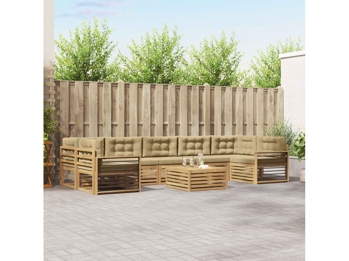 Vidaxl Conjunto De Sofás Para Exterior 8 Unid. Branco E Bege