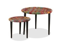 Vidaxl Conjunto Mesas De Centro 2 Pcs Detalhes Chindi Multicor