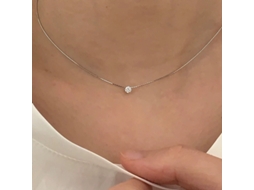Lágrimas de Sereia em Prata Pura S925, com Zircão Único de 4 Mm, Brilho Intenso e Acabamento Extremamente Fino, Colar MDUG (branco Dourado)