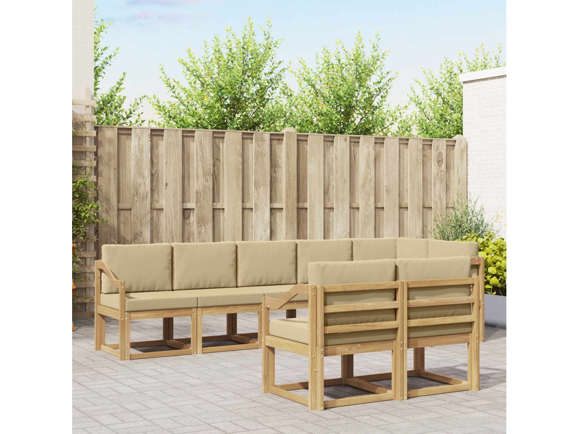 Vidaxl Conjunto De Sofás Para Exterior 8 Unid. Branco E Bege Poliéster