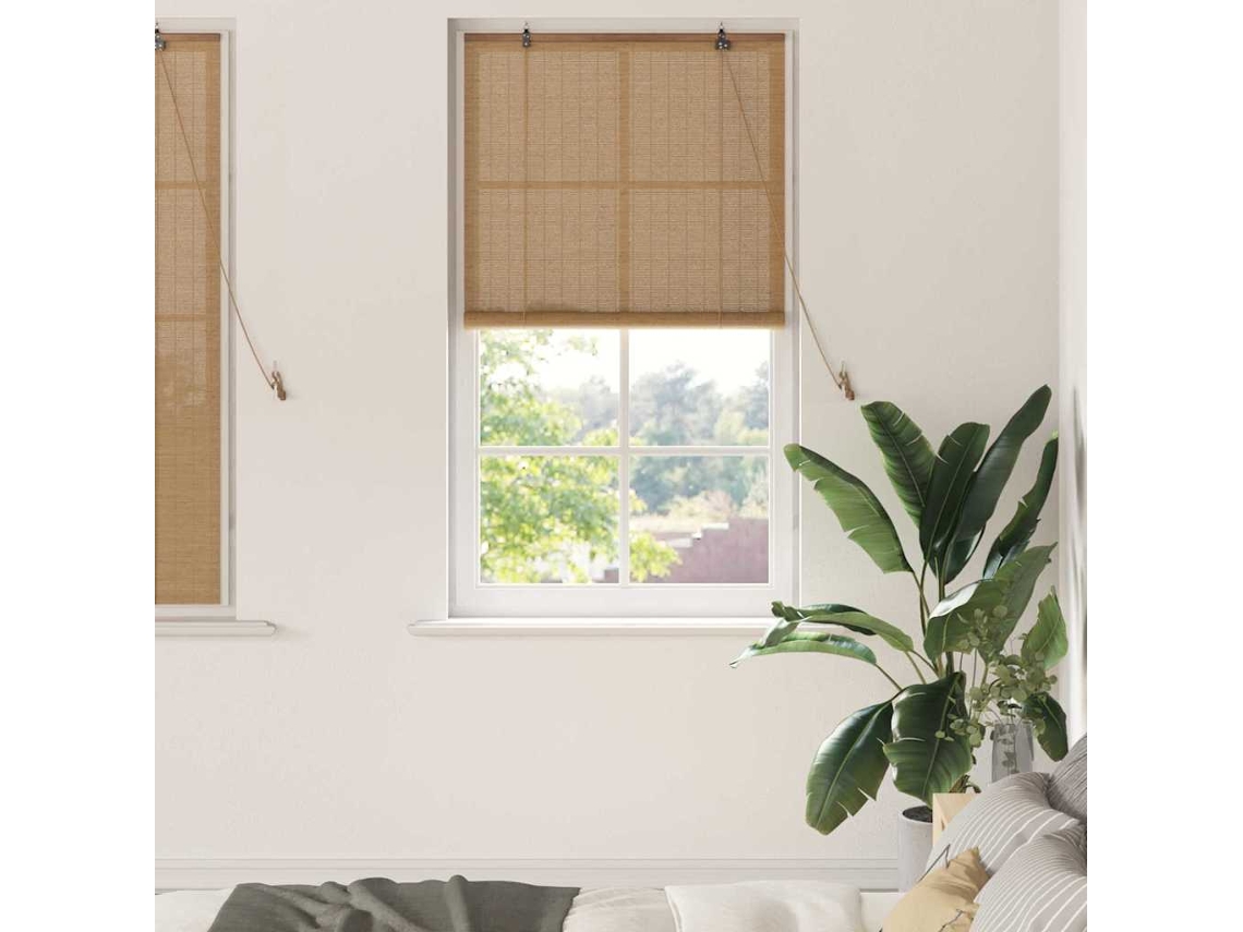 Vidaxl Estores De Rolo Castanho 80 X 160 Cm Bambu