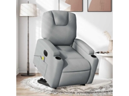 Vidaxl Poltrona Elétrica Reclinável Massagens Tecido Cinzento-claro