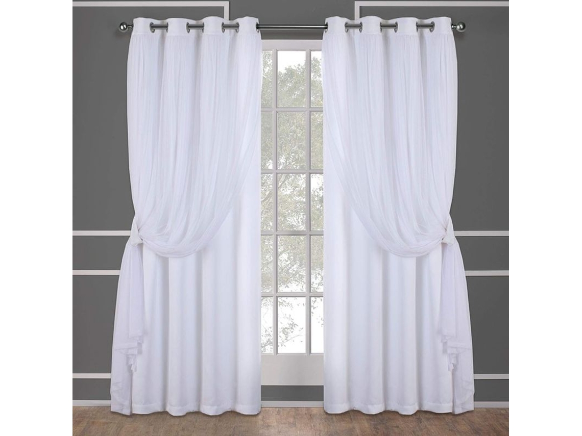 Cortinas com painel sheers e blackout, gola com olhos, 52x84 polegadas, branco, 2 peças S/MARCA