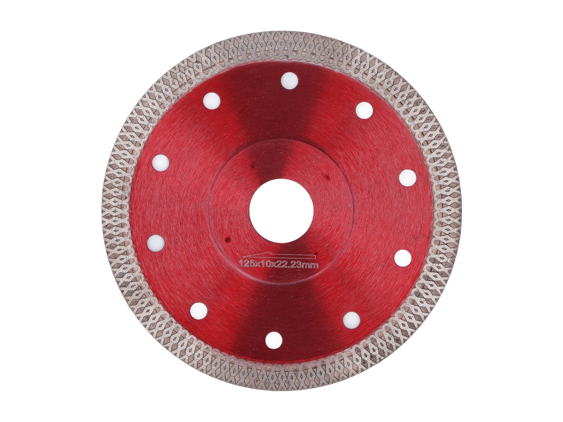 Lâmina de serra ultrafina em aço liga manganês com diamante vermelho 65 para granito e porcelana, 12,4 cm (4,9 pol.)