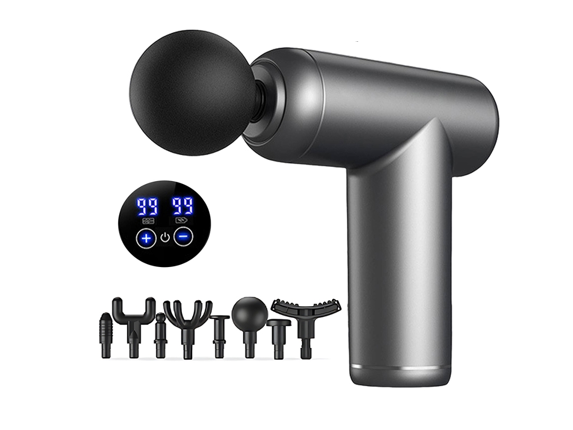 Massageador portátil Brilvibera com 8 cabeças de massagem, tela LCD sensível ao toque, relaxamento muscular elétrico.