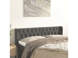 Cabeceira de cama c/ abas veludo 163x16x78/88cm cinzento-escuro