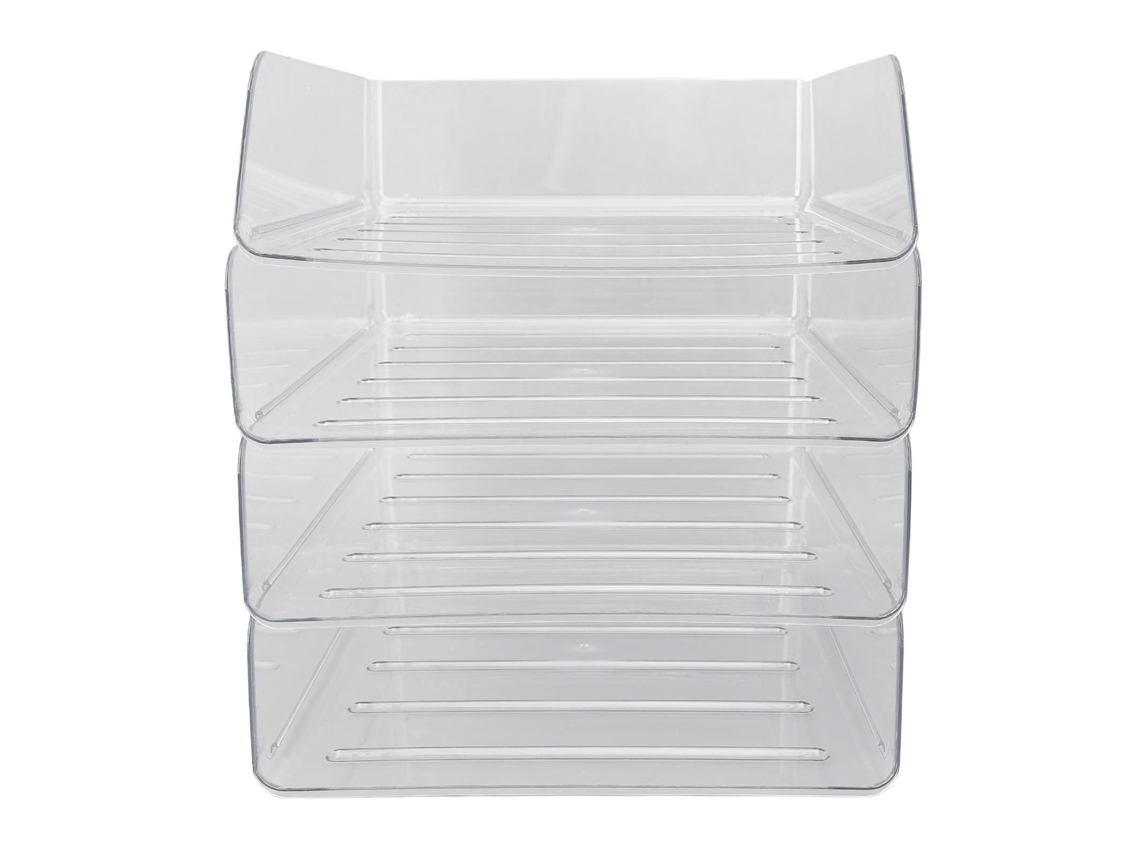 Conjunto de prateleiras de cartas para mesa, 4 camadas, transparente, empilhável, organizador de documentos A4 em acrílico S/MARCA