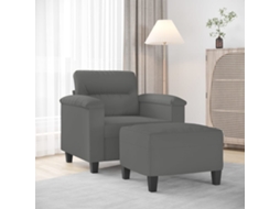 Vidaxl Poltrona Com Apoio De Pés 60 Cm Tecido Microfibra Cinza-escuro