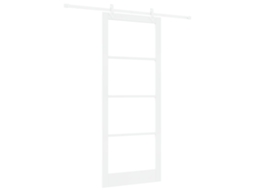 Conjunto De Porta Deslizando Com Hardware Orkdalbranco Madeira Maciça Pinho Vidaxl Branco Metal (93 X 232 Cm)