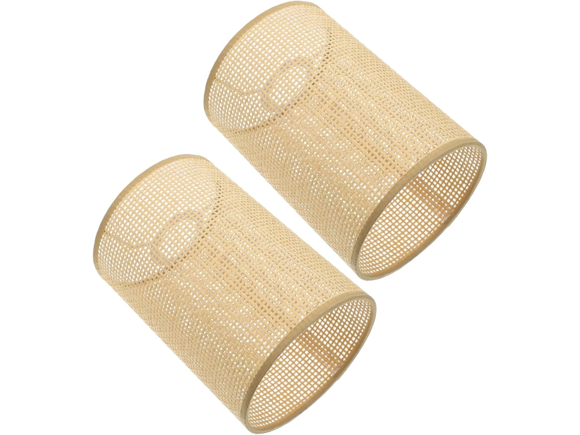Conjunto de 2 Candeeiros de Mesa Rústicos e Duráveis em Rattan com Casquilho E27. SFUSHOS