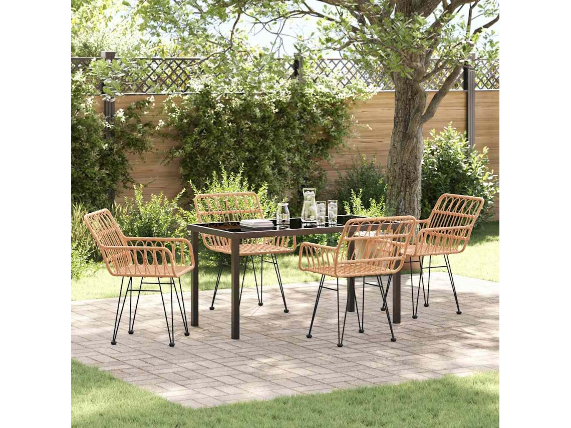 Vidaxl Conjunto De Jantar Para Jardim 5 Unid. Castanho