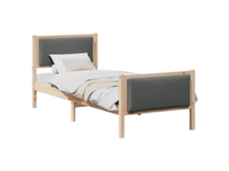 Estrutura da Cama com Cabeceira Cinza Escuro Tecido MAISON EXCLUSIVE 75x190 cm