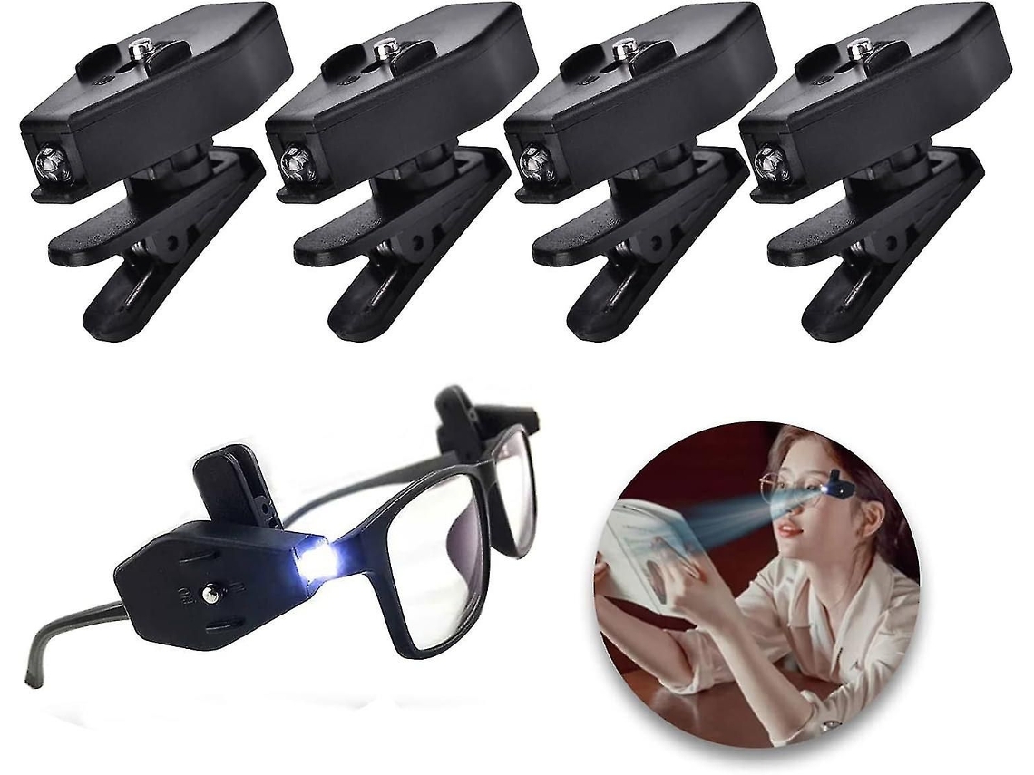 Conjunto De 4 Mini Luzes De Leitura Com Clipe Para Óculos, Flexíveis E Com Led.