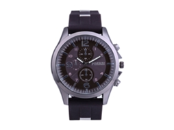 Reloj Casual De Hombre Con Dial Redondo Tres Ojos Correa De Silicona Café