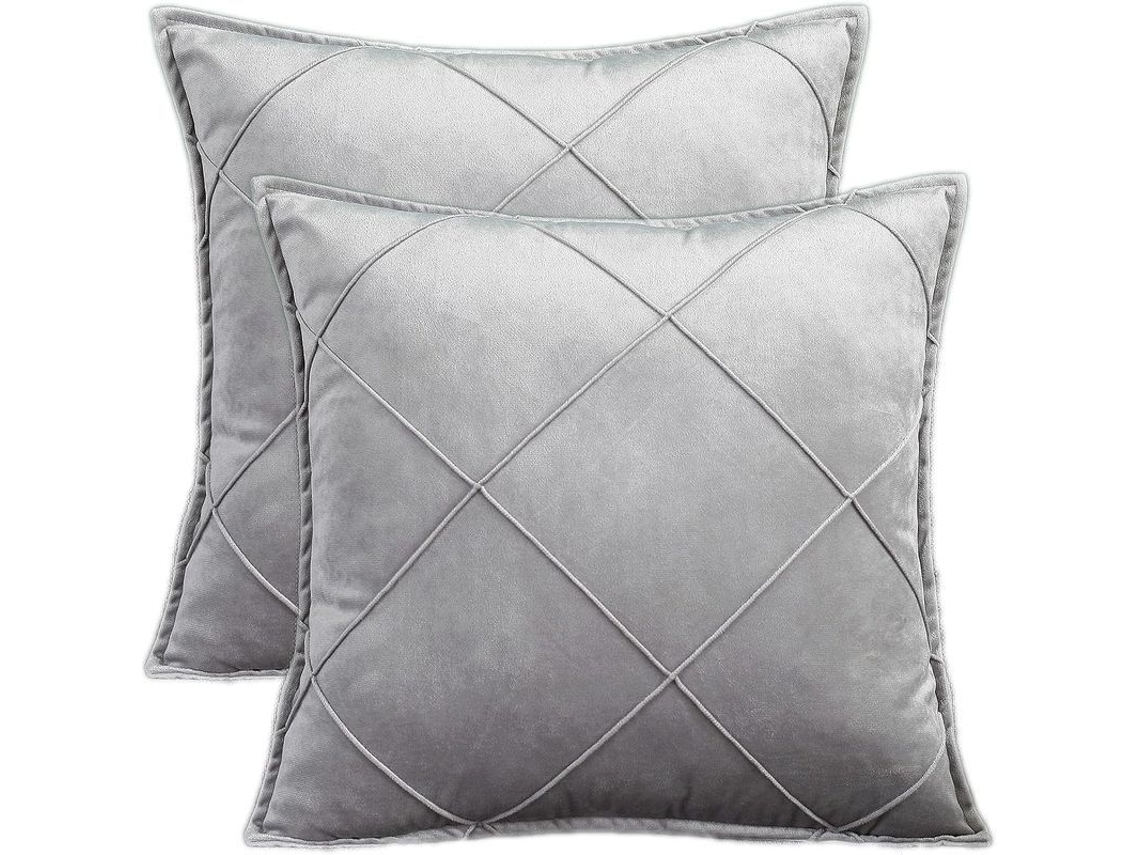 2026 fundas de Almohada de Terciopelo 2 Unidades 45x45cm Estilo Nórdico Cuadros Suaves para Sofá Dormitorio (gris)