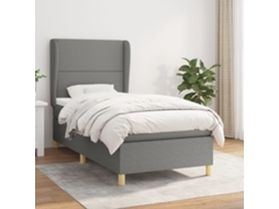 Cama Com Molas/colchão 90x200 Cm Tecido Cinzento-escuro