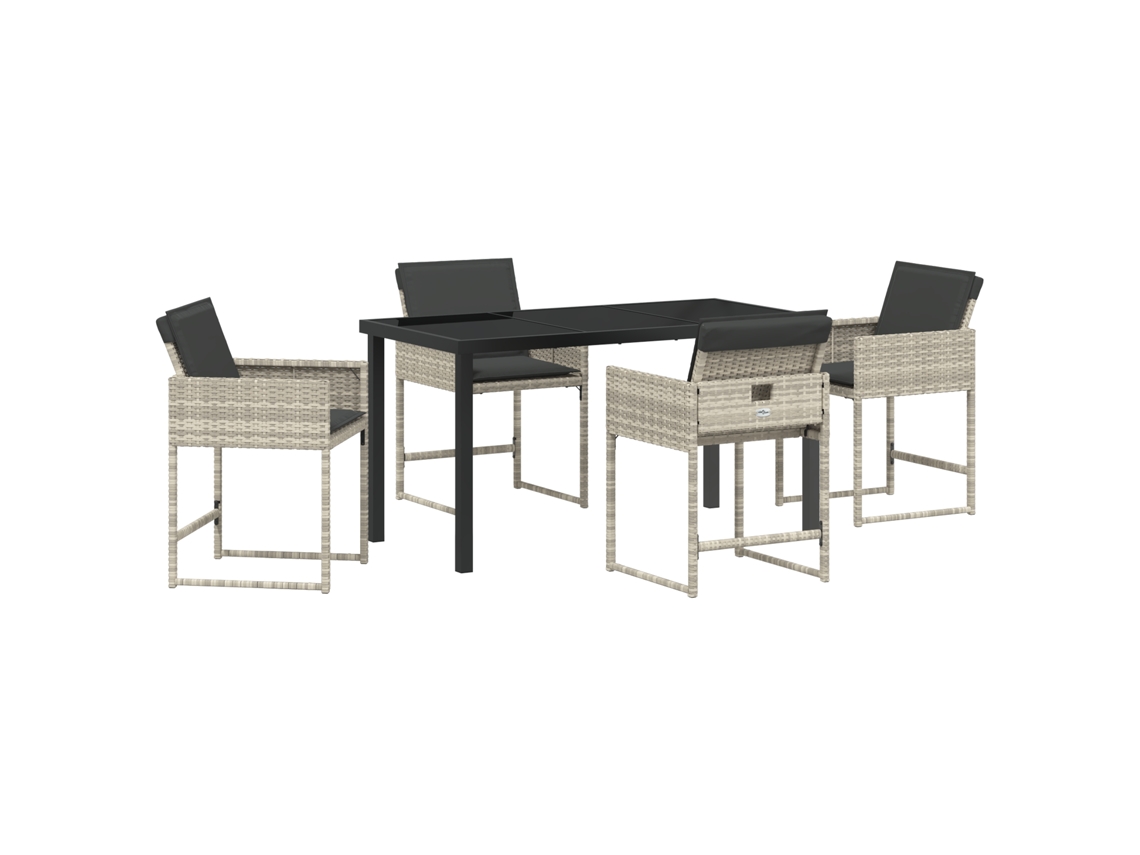 Conjunto 5 Conjunto De Jantar Moderno Vidaxl Cinzento-claro Vime Pe (140 X 70 X 73 Cm)