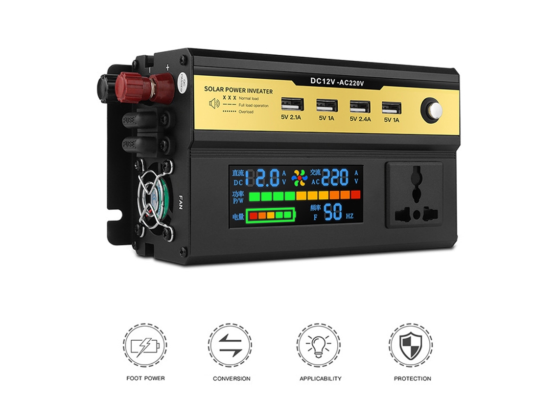 Inversor De Veículo Laxiscreed 12v Para 220v Com Visualizador Digital Led
