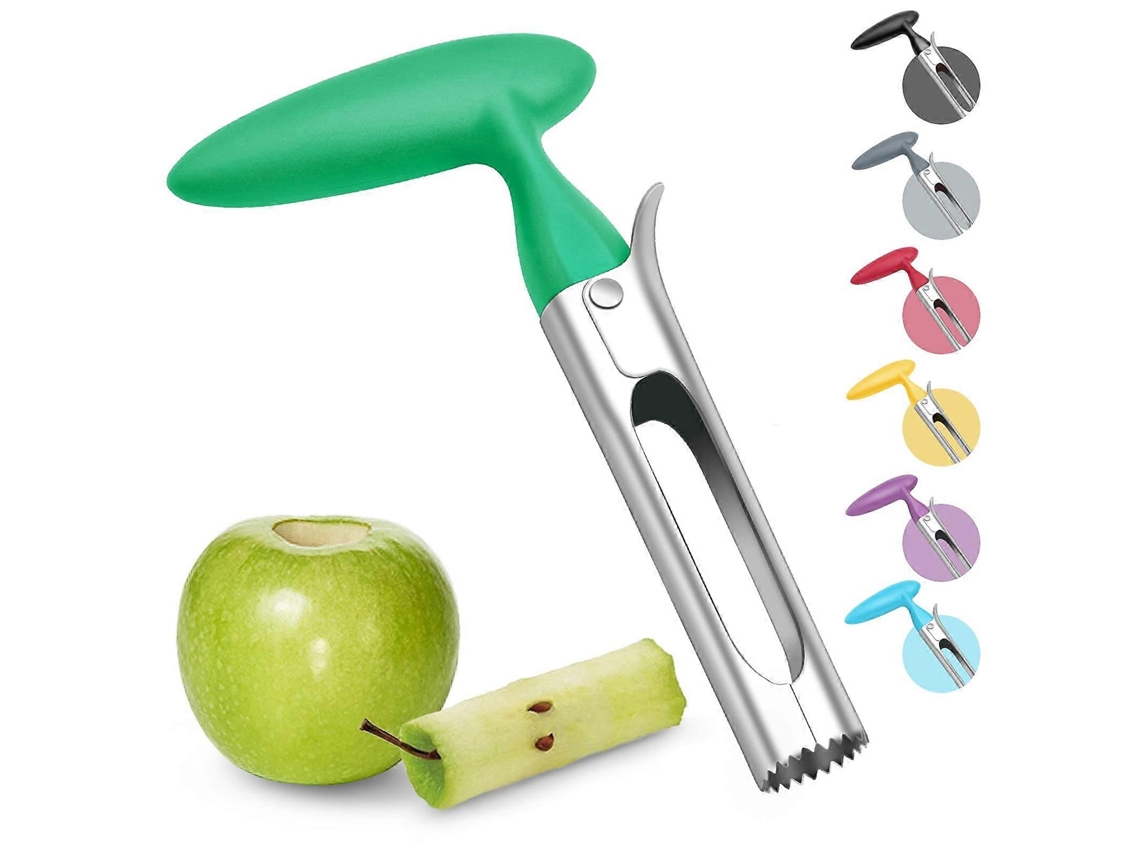Sacacorazones de Manzana Con Mango Abs Y Hoja de Acero Inoxidable Dentada, Color Verde