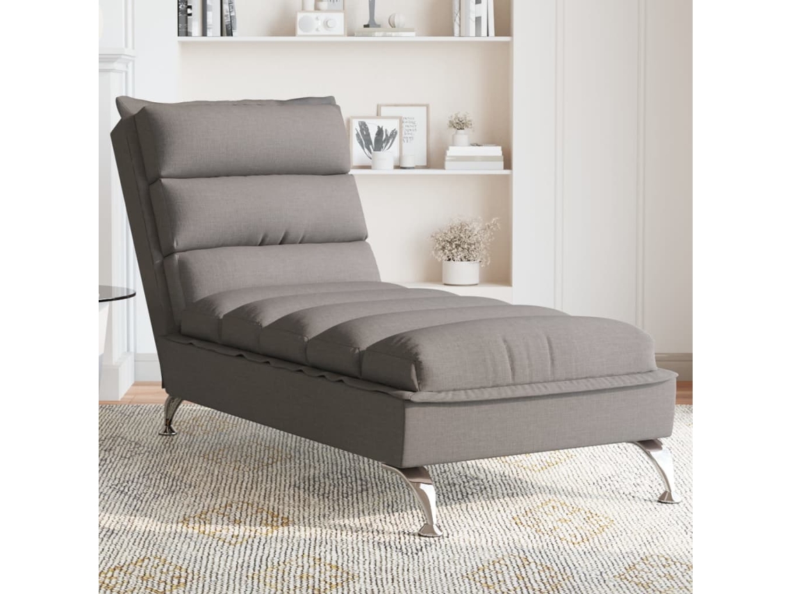 Chaise Lounge com Almofadões Tecido Cinzento Acastanhado MAISON EXCLUSIVE