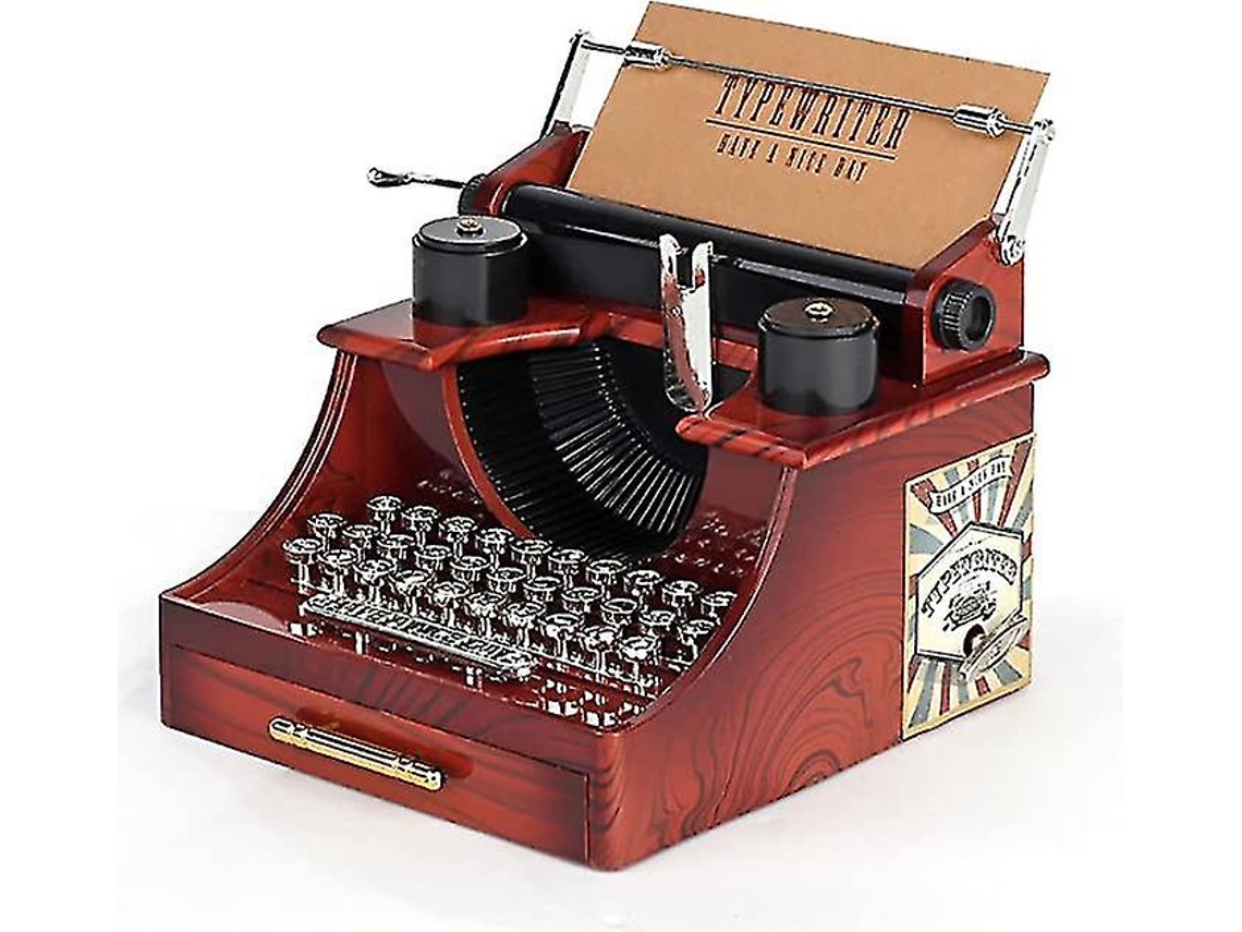Caixa de Música em Miniatura Estilo Máquina Escrever Retrô com Mecanismo Corda AQUAFORGE
